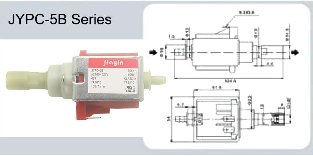 Jiayin JYPC-5B AC 100v - 127V 20 bar 48W Eectromagnetic Solenoid Water Pump Vabration Pump for Coffee machine, electric irons, steam mop, garment steamer, vacuum cleaner,etc
