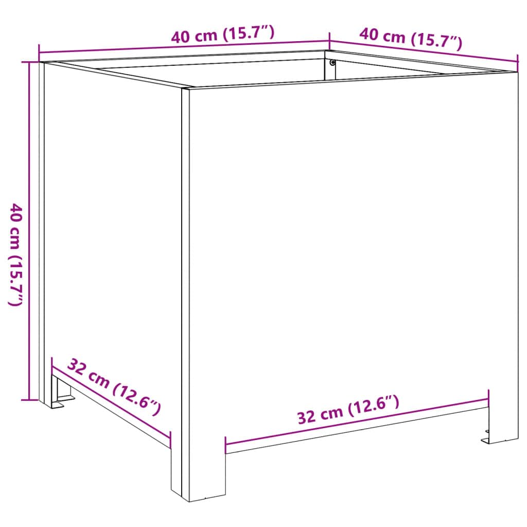 Fioriere da Giardino 2 pezzi Verde Oliva 40x40x40 cm in Acciaio resistente, contenitore portavasi per piante, fiori, orto, aromatiche, ideale per terrazzi, balconi, patio esterni e interni