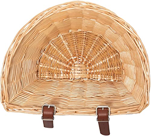 EIRONA Wicker D-förmiger Fahrradkorb Vorderer Lenker Fahrrad Aufbewahrungskorb für Erwachsene Wasserdicht mit Lederriemen, Braun