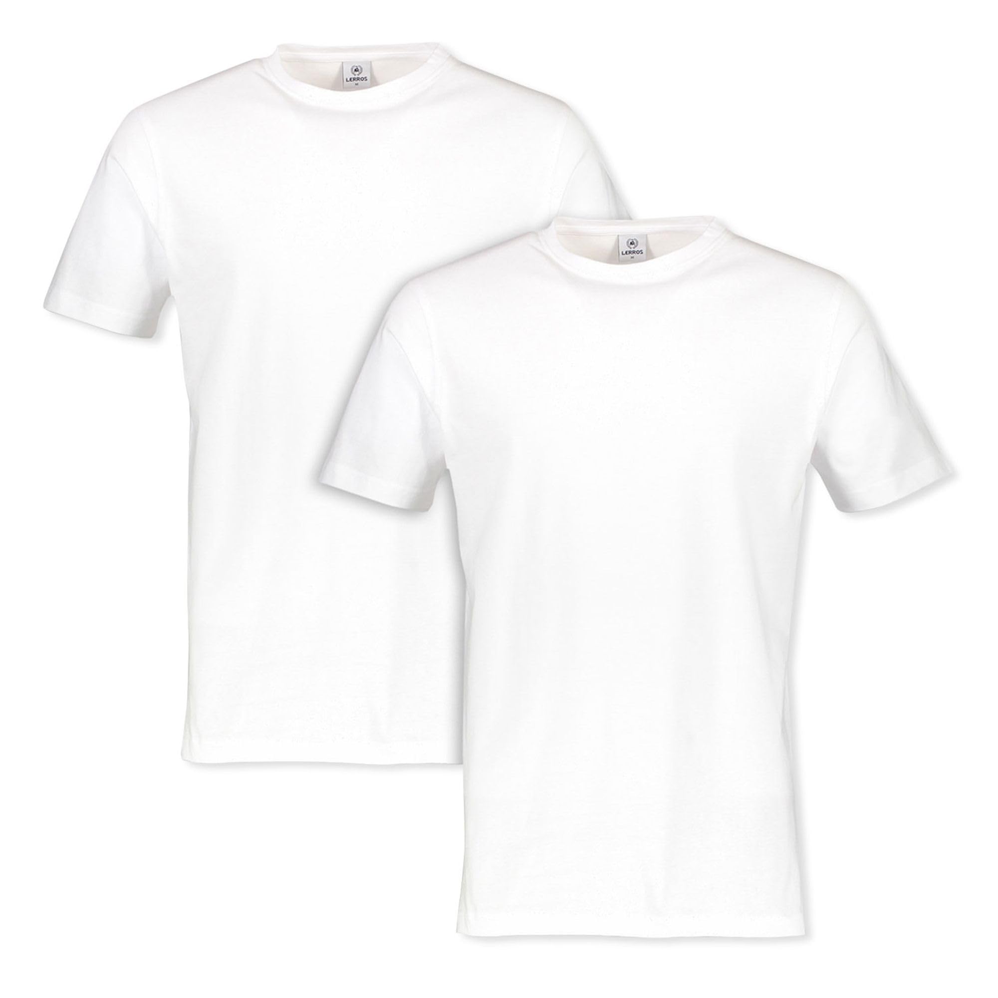 LERROS Men's Double Pack Crew Neck T-Shirt, White, L