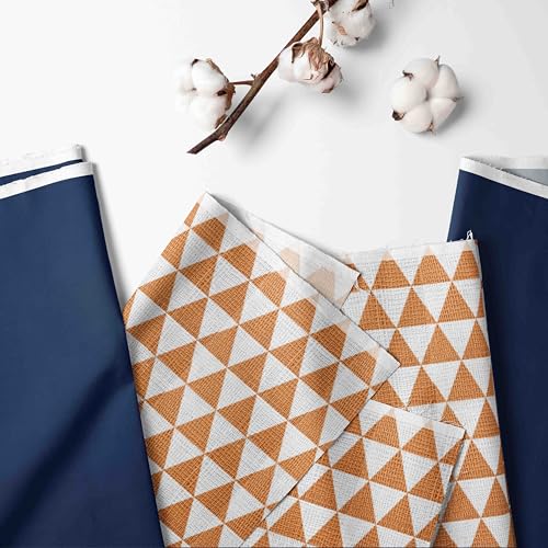 Image of Bacati - Tribal /Aztec Cotton Muslin Fabric Hooded Towels /Wash Cloths(Set of 3) (Hooded Towel, Triangles Orange /Navy)