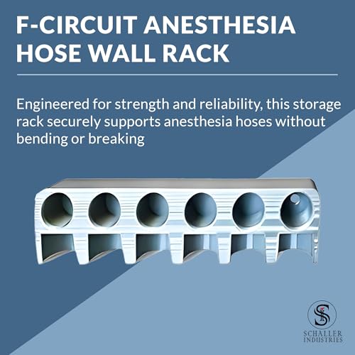 Image of S I Veterinary F Circuit Wall Rack - Holds 5 F Breathing Circuits, Vertical Storage & Drying, Damage-Free 3M Command Strip Install, For Veterinary Use Only (Silver)