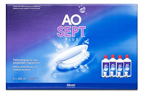 Aosept Plus pour lentilles de contact pack de 4 flacons de 360 ml