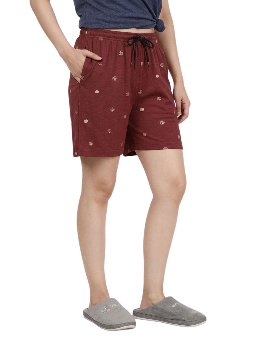 esplendido Women Pure Cotton Lounge Shorts – Relaxed Fit Nightwear Bottoms with Adjustable Waistband Side Pocket for Comfortable Everyday Wear-picture-29
