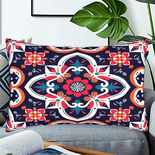 Housse coussin 50x80 cm lot de 2 rectangulaire mandala pour canapé salon