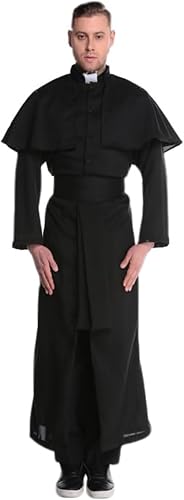 HAPNBCELE Monk Costume Adult Men, Priest Renaissance Friar Robe Church Clergy Dr
