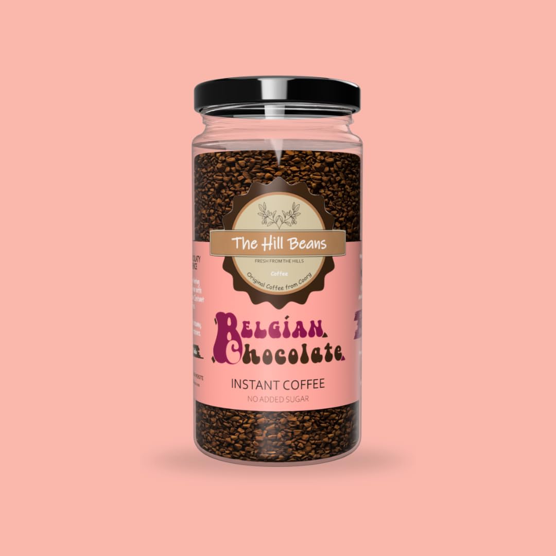 The Hill Beans Belgian Chocolate Instant Coffee Powder 100gm Jar | Arabica, Freeze Dried, Flavoured Coffee | Velvety Smooth | Makes 100 Cups (B0C87LN3TF) Amazon Price History, Amazon Price Tracker