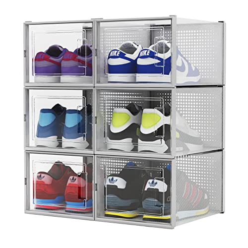 ACHub XL Stackable Shoe Box - Ventilated, Transparent Shoe Storage & Shoe Organizer for Closet,...