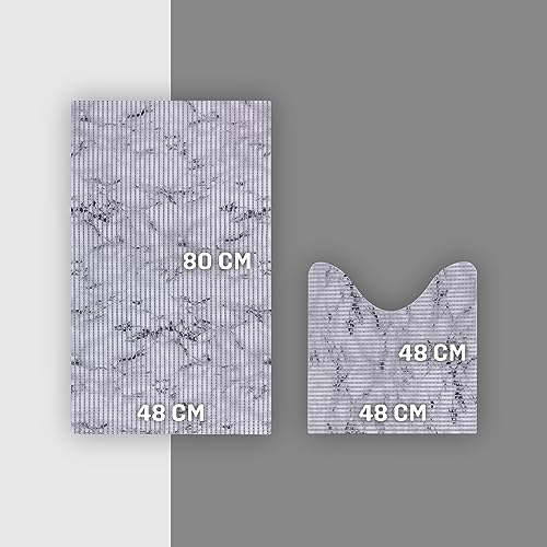 Bestlivings Teppich Badgarnitur 2-teilig - Marmor - Weichschaummatte (80x48cm / 48x48cm) - Badvorleger Badteppich Badezimmerteppich - Antirutsch Bad Dusche – Bild 3