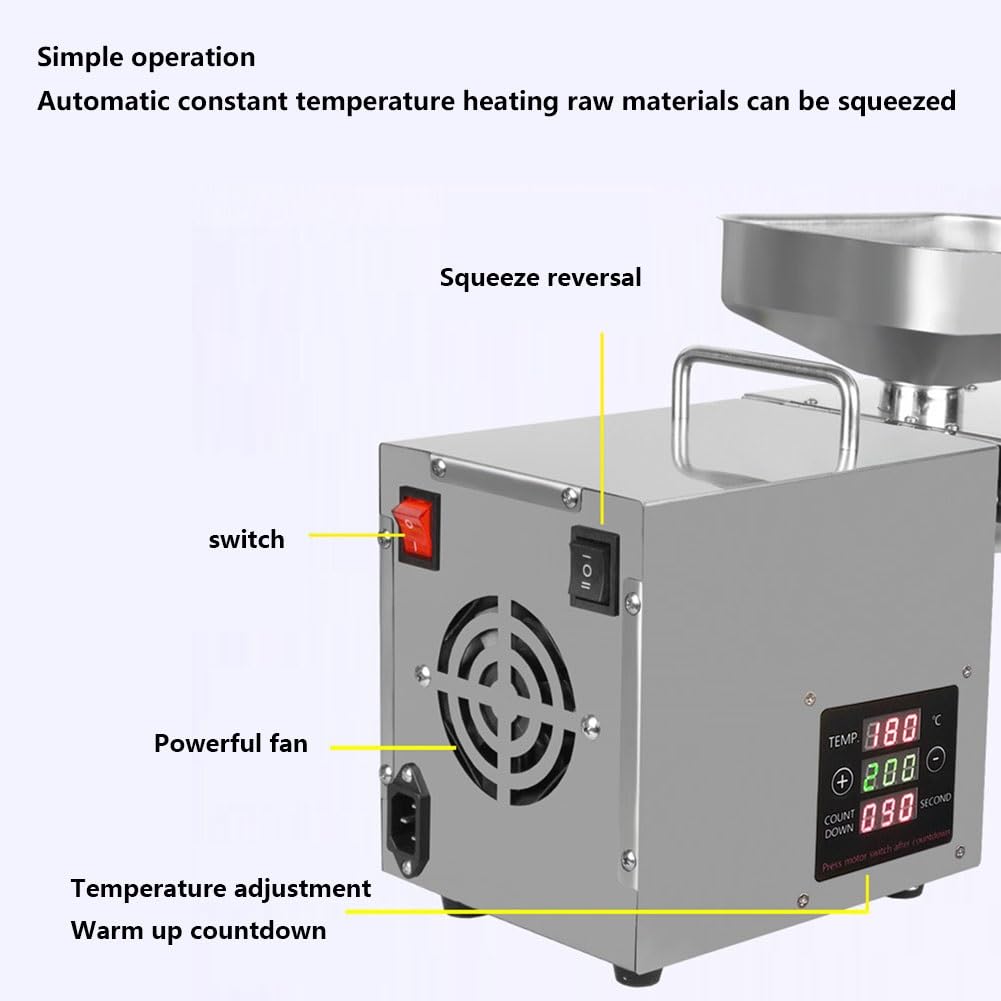 Automatyczna prasa olejowa do zimnego/gorącego oleju orzechowego, domowa, komercyjna, ze stali nierdzewnej, fizycznie tłoczony separator oleju z wyświetlaczem LCD, do nasion orzechów kokosowych