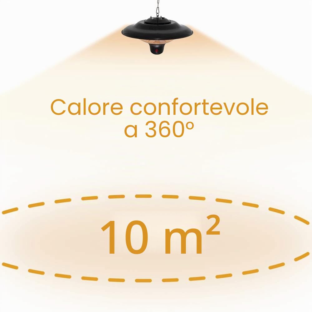 TROTEC Design riscaldatore radiante IR 1500 SC 1.500 W patio riscaldatore radiante a infrarossi 3 impostazioni di calore