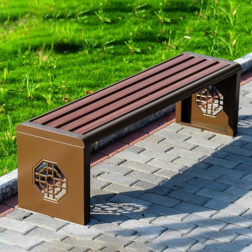Banc de jardin sans dossier en zinc de 1,5m noir résistant aux intempéries