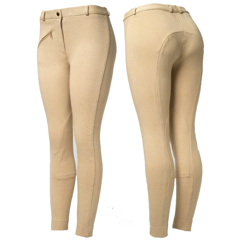 Astile Horse Riding Ladies Soft Stretchy JODPHURS/Jodhpurs JODS JODHPHURS (Beige, UK 16 (Waist 34''))