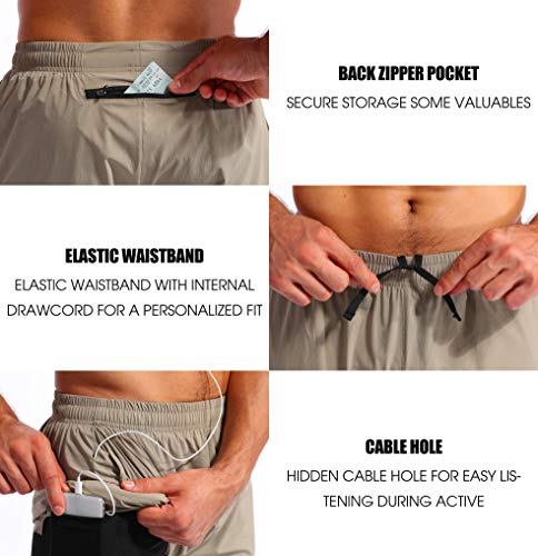 Image of Pudolla Men's 2 in 1 Running Shorts 5 inch Quick Dry Gym Athletic Workout Shorts for Men with Phone Pockets