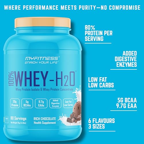 Image of Myfitness Whey Protein Isolate Concentrate Blend 2kg Mango Kulfi 80 Servings | 80% Protein Per Serving | Added Digestive Enzymes | Whey Protein Powder