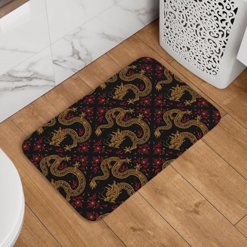 玄関マット 龍 ドラゴン柄 和風 伝統 ドアマット 室内 屋外 バスマット おしゃれ 泥落とし 洗える 滑り止め 足拭きマット 浴室 台所 寝室 業務用 四季通用 60cm×40cm