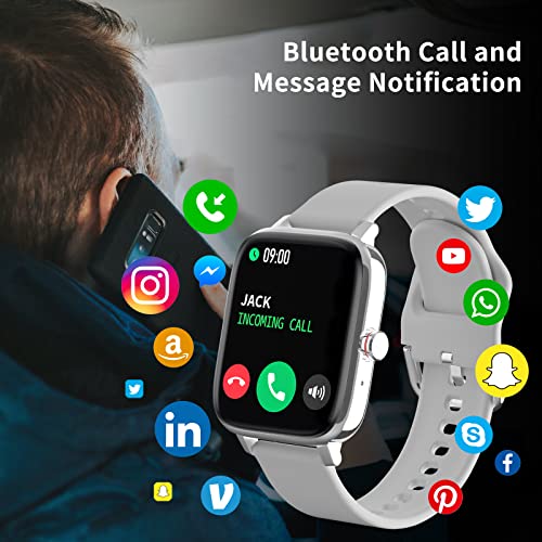 Kaktin Smart Watch,Fitness Tracker With Answer/Make Call, Step Counter，1.7''Touch Fitness Watch Activity Smartwatch Compatible Android Ios For Women Men(Silver) #TOP2