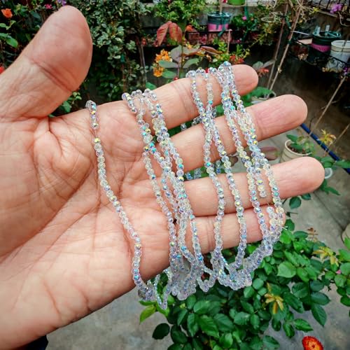 Image of 2mm Rondelle Glass Beads for Jewelry Making, Faceted Briolette Crytal Spacer Beads for Bracelet Necklace Earring, White AB 1200pcs