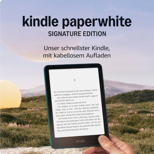 Amazon Kindle Paperwhite Signature Edition (neueste generation) – Unser schnellster Kindle, mit Frontlicht mit automatischer Anpassung und kabellosem Aufladen – 32 GB – jadegrün metallic
