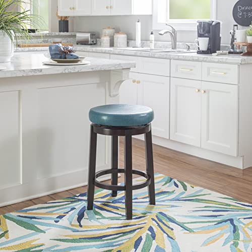 Linon Maya Counter, Brown Stool, 24", Teal #TOP4