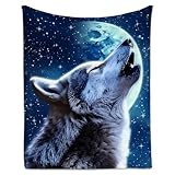 Wolf Blanket - Wolf Gifts for Animal Lovers - 40x50 Inches Small Blankets for Girls Boys - Soft Plush Animal Flannel Throw for Couch Living Room