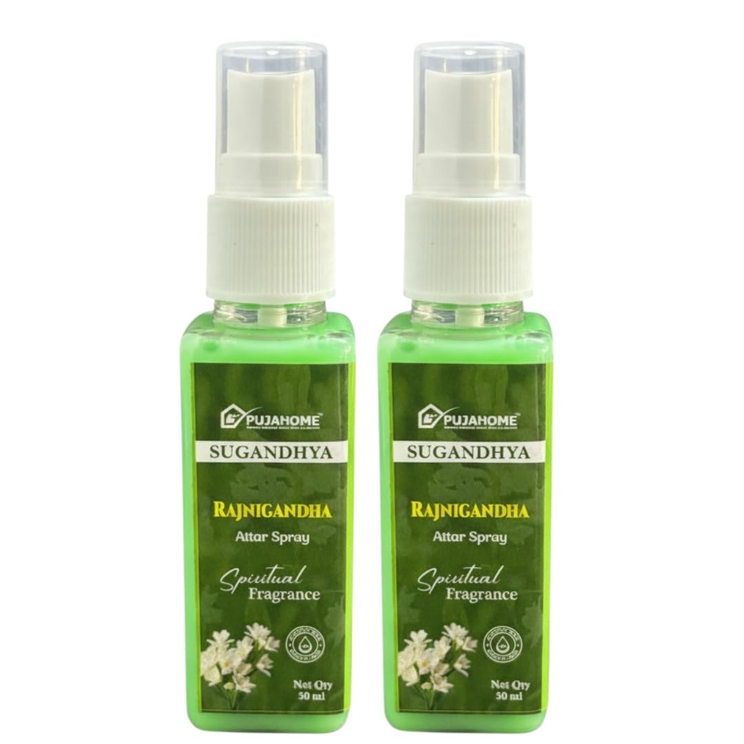 Pujahome Rajnigandha Spray 50ml | Perfume Spray for Pooja Purpose | Non Alcoholic | Religious Mist | Air Freshener, Room Mist (Pack of 2)-image-17