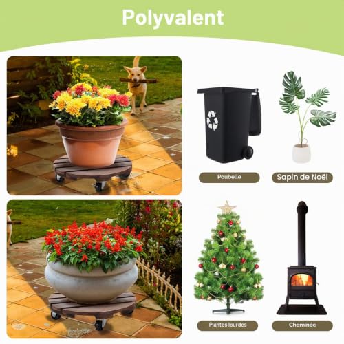 Support plantes roulettes extérieur pour déplacer pots lourds HOHY - 7