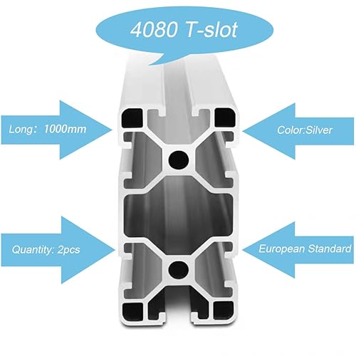 Vista 3 de 4080 T Slot Aluminum Extrusion for 3D Printer Parts and CNC DIY Silver 1000mmX2 plateado