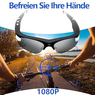 SecuraLen Action Cam, 1080P HD Brille mit Kamera, One-Touch & Polarisierte Linse Brille Kamera mit 160 Minuten Betriebszeit, unterstützt Videoaufnahmen und Fotoaufnahmen für Outdoor-Sportarten
