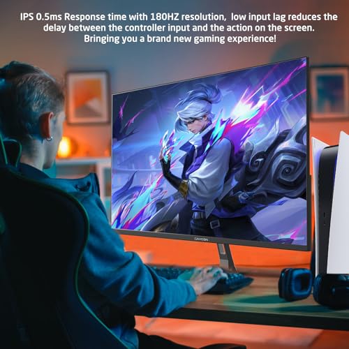 GAMEON 27” IPS Gaming Monitor – QHD 2K 2560x1440, 180Hz Refresh Rate, 0.5ms Response Time, HDMI 2.1 Port, FreeSync G-Sync Compatible, HDR Ready, Console & PC Gaming Ready, GOPS27QHD180IPS - Black