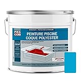 PRO COM Peinture piscine coque polyester, béton, peinture piscine polyuréthane étanche et souple, haut de gamme 12.5 Kg