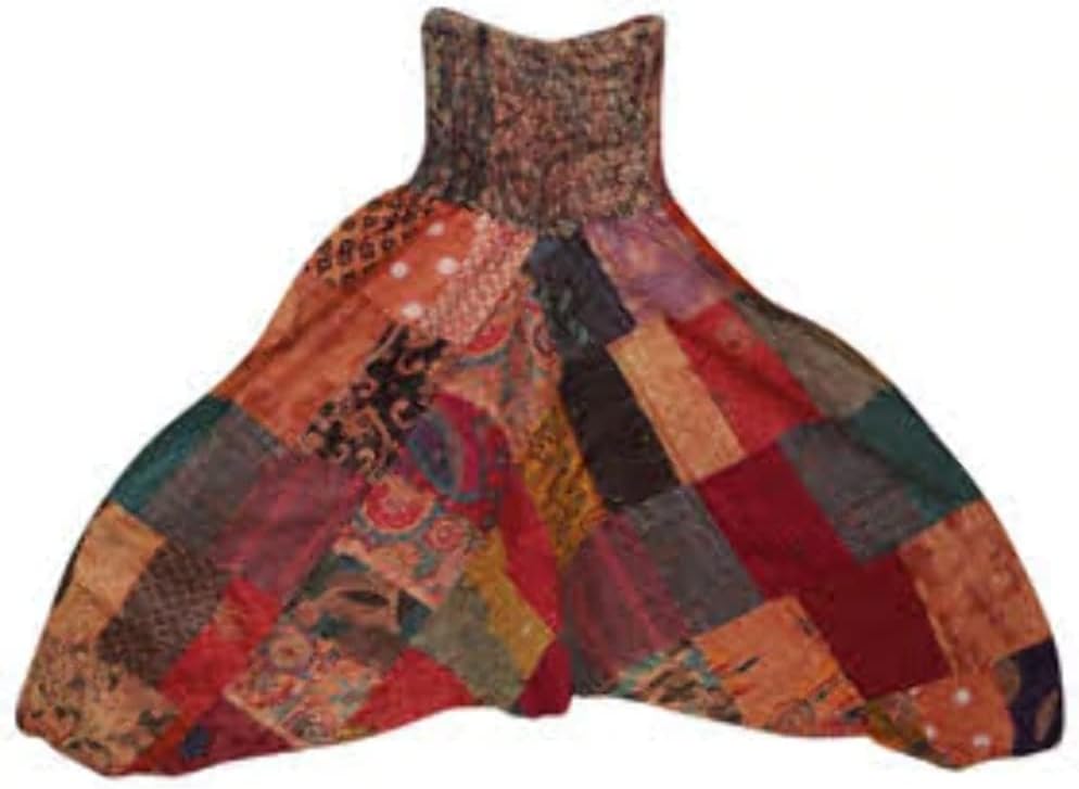 Bohemian Harem Pants Multi Red Floral Summer Stonewashed Cotton Baggy Soft Patchwork Hippy Alladin Pants S/M - Image 2