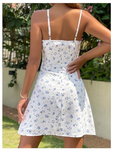 Floerns Women's Floral Print Tie Front Sleeveless Ruched Bust Boho Cami Dress2