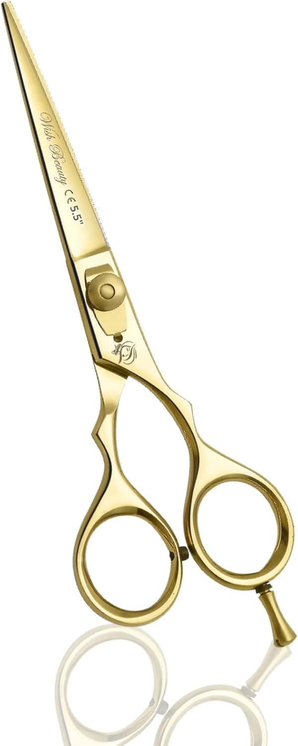 Wishbeauty 5.5" Professional Hair Dressing Scissor, Stainless Steel Gold Hair Cutting Shear