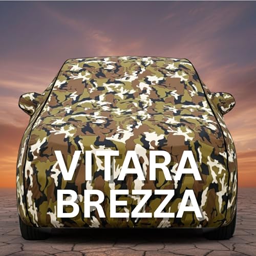 Image of Premium Jungle Series 100% Waterproof Car Body Cover for Brezza Cover (All Models) with Mirror Pockets | Triple Stitched, Elastic, Custom Fit, Heat Resistant, Anti-Dust, All-Weather Cover