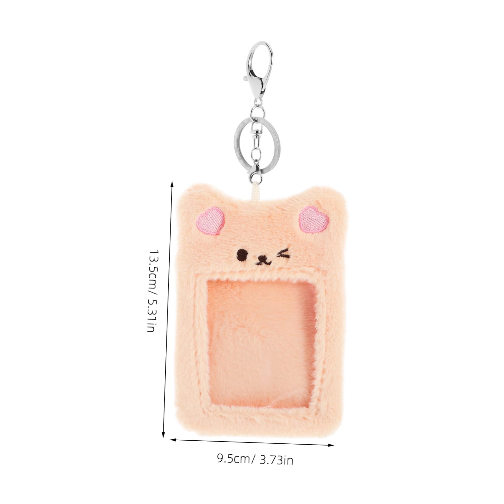 ARTIBETTER Plush Cartoon Card Holder with Keychain Portable Transparent Wallet for Items for Travel School