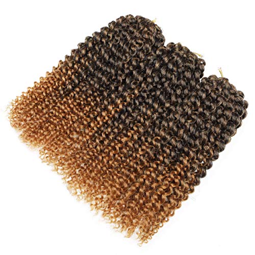 Sharopul Kinky Curl Ombre Color 3little pcs/pack 8Inch 60roots 110gram Afro Kinky Twist Hair Crochet Braids Synthetic Crochet Hair Extention(1B/27)