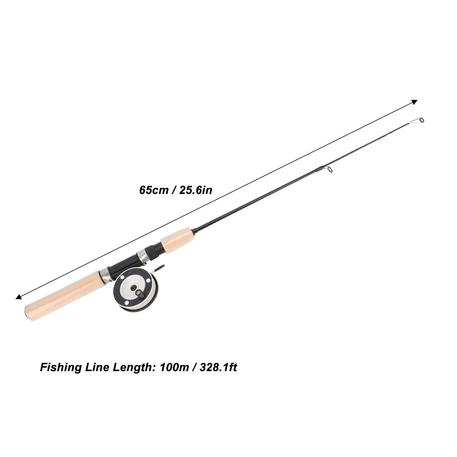 BuyWeek Combo de Caña de Pescar y Carrete, Fibra de Vidrio Plástico Nailon Metal Telescópica con EVA Mango para la Pesca de Hielo