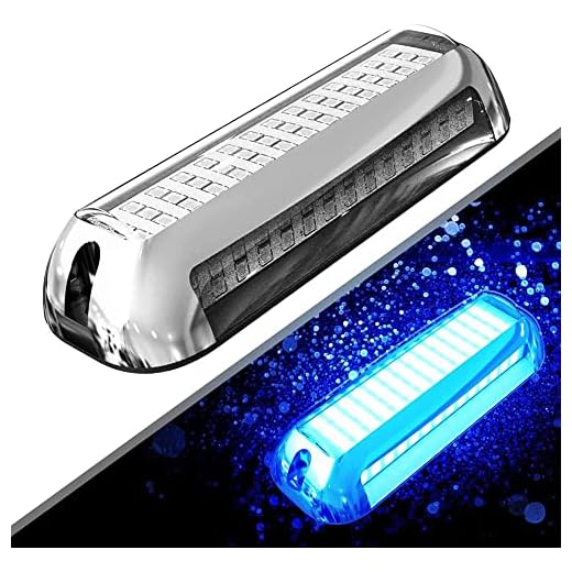 HUSUKU SOOP3 Plus 3000LM 84LED 170° Unique Design Blue Underwater Boat Lights Stern Waterproof Stainless Steel w/Chrome Case Trim Ring Boat Trailer Light High-Intensity LED