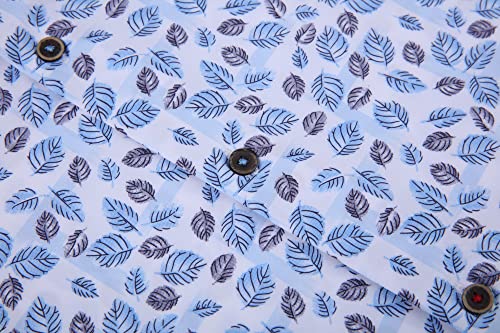 Alex Vando Mens Button Down Shirts Wrinkle Free 4-Way Stretch Print Business Casual Shirt
