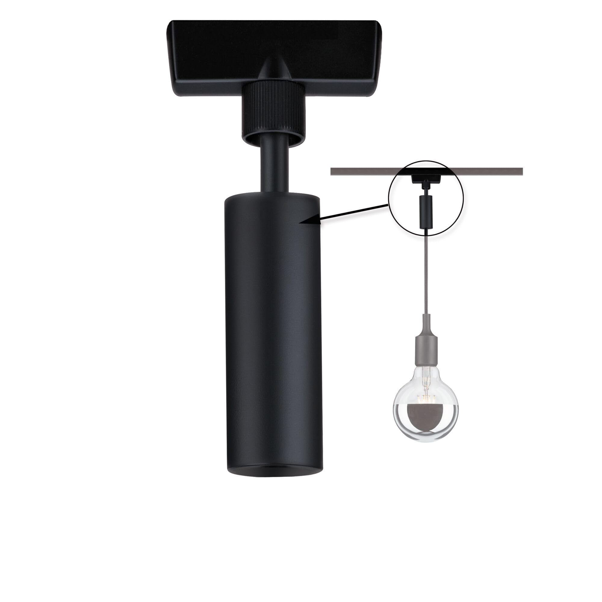 Paulmann 96914 Adaptateur de suspension URail Universal, max. 50 W, 230 V, noir mat, système de rail URail