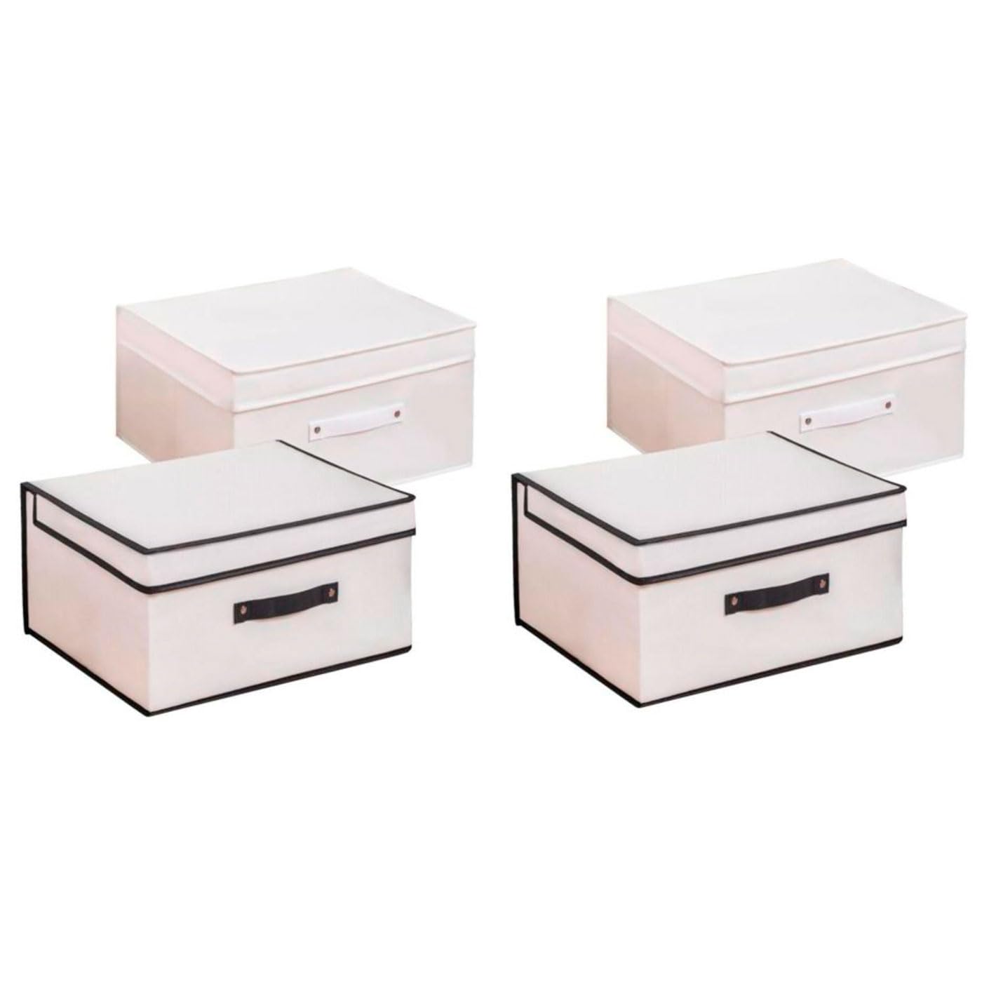 AC - Pack de 4 organizadores Rectangulares de Tela con asa - Cajón Plegable de Peva - Ordenación, Ropa - Fácil de limpiar, antipolvo, antihumedad - 60 x 40 x 30 cm - Color Aleatorio