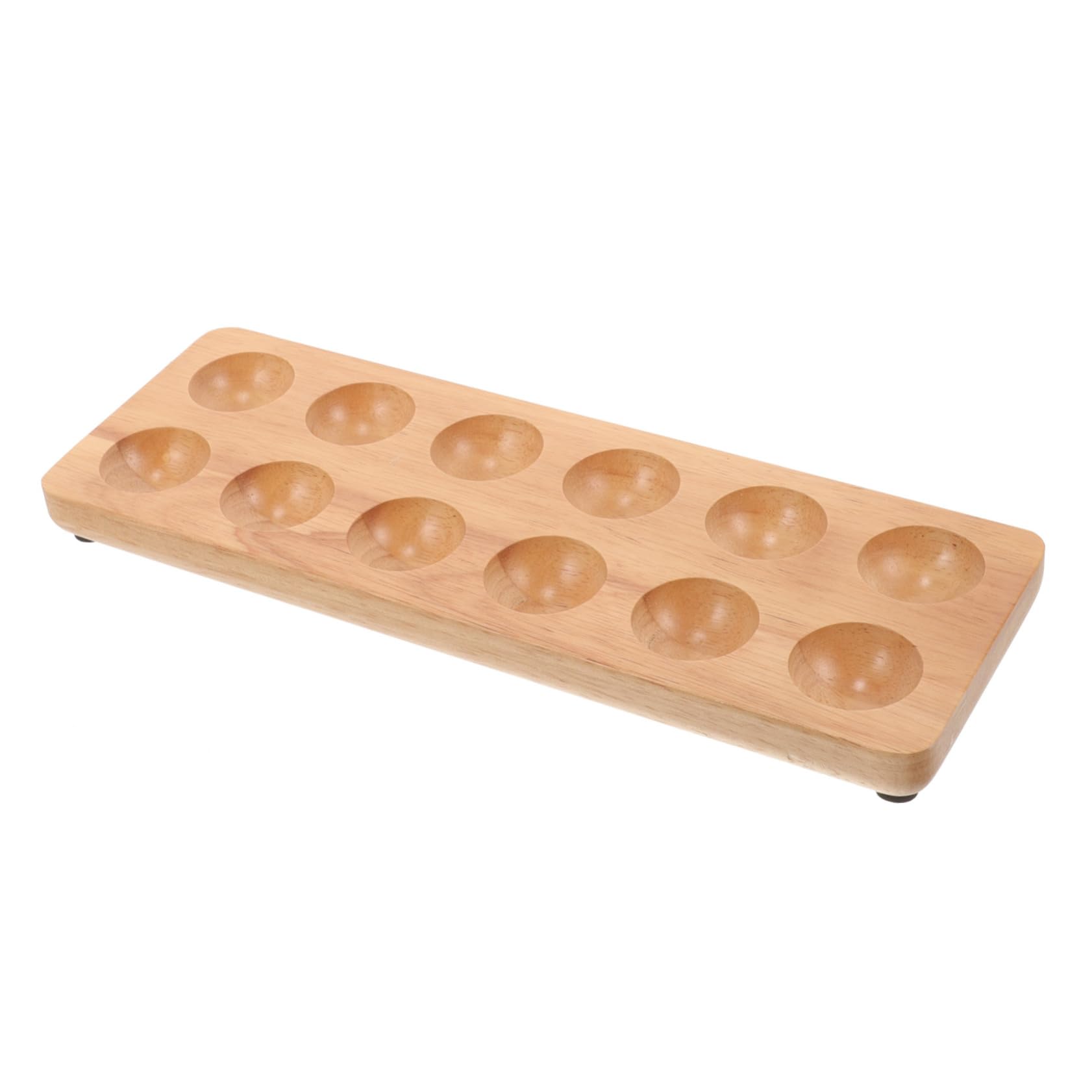 NULYLU Egg Holder for Refrigerator 12-hole Wooden Egg Storage Base Elegant Wood Texture