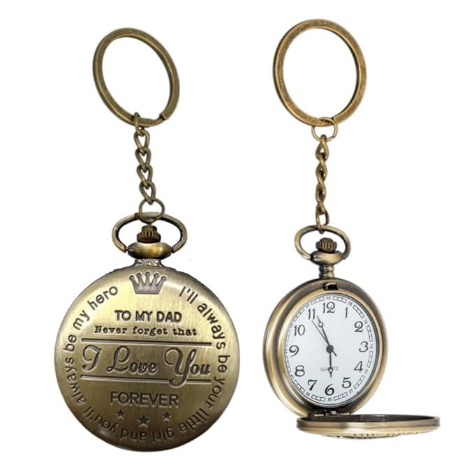 Image of Pocket Watch Metal Keychain Retro Vintage for Gifting With Key Ring Anti-Rust