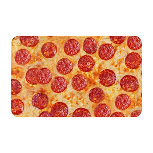 AAPIKA 3D Pizza Pepperoni bedruckte Flanell-Fußmatte, rutschfeste Bodenmatte, Teppich, 80 x 49 cm,...