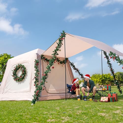 Inflatable Tents for Camping with Awning,Waterproof Oxford Blow Up Hot Tent with Pump,2-4 Person Easy Setup Inflatable Camping Air Tent for Family Glamping