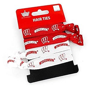 Aminco NCAA Wisconsin Badgers Elastic Hair Ties, 4-Pack, Multicolor, 5