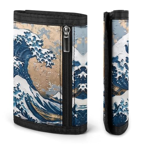 The Great Wave of Kanagawa Art Trifold Wallets Slim Coin Purse Card Holder Durable Money Clip for Women Men3