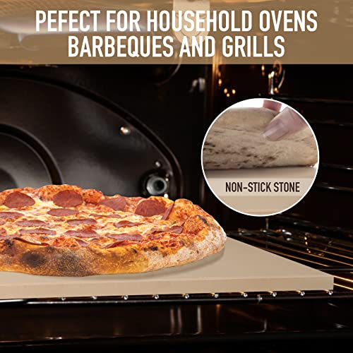 Mepple Pizza Stone For Oven Grill,Pizza Pan Baking Stone With Scraper Perfect For Pizza Bread Bbq, Thermal Shock Resistant Rectangle,12X15 Inch #TOP3