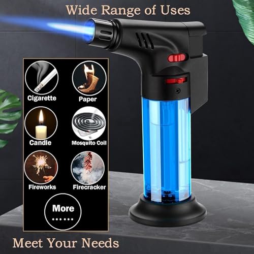Image of Jet Flame Gas Lighter for Kitchen - Windproof Pocket Lighter for BBQs, Bonfire, Candle, Easy to Use (Multicolor, Pack of 1)
